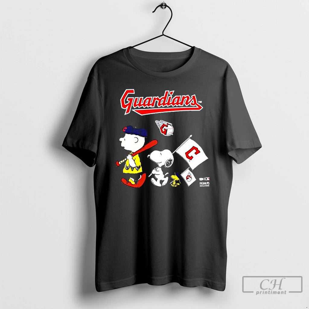 Classic Peanuts Chracters Flag With Cleveland Guardians T-Shirts, Hoodie, Sweatshirt | PureTeeCo.com