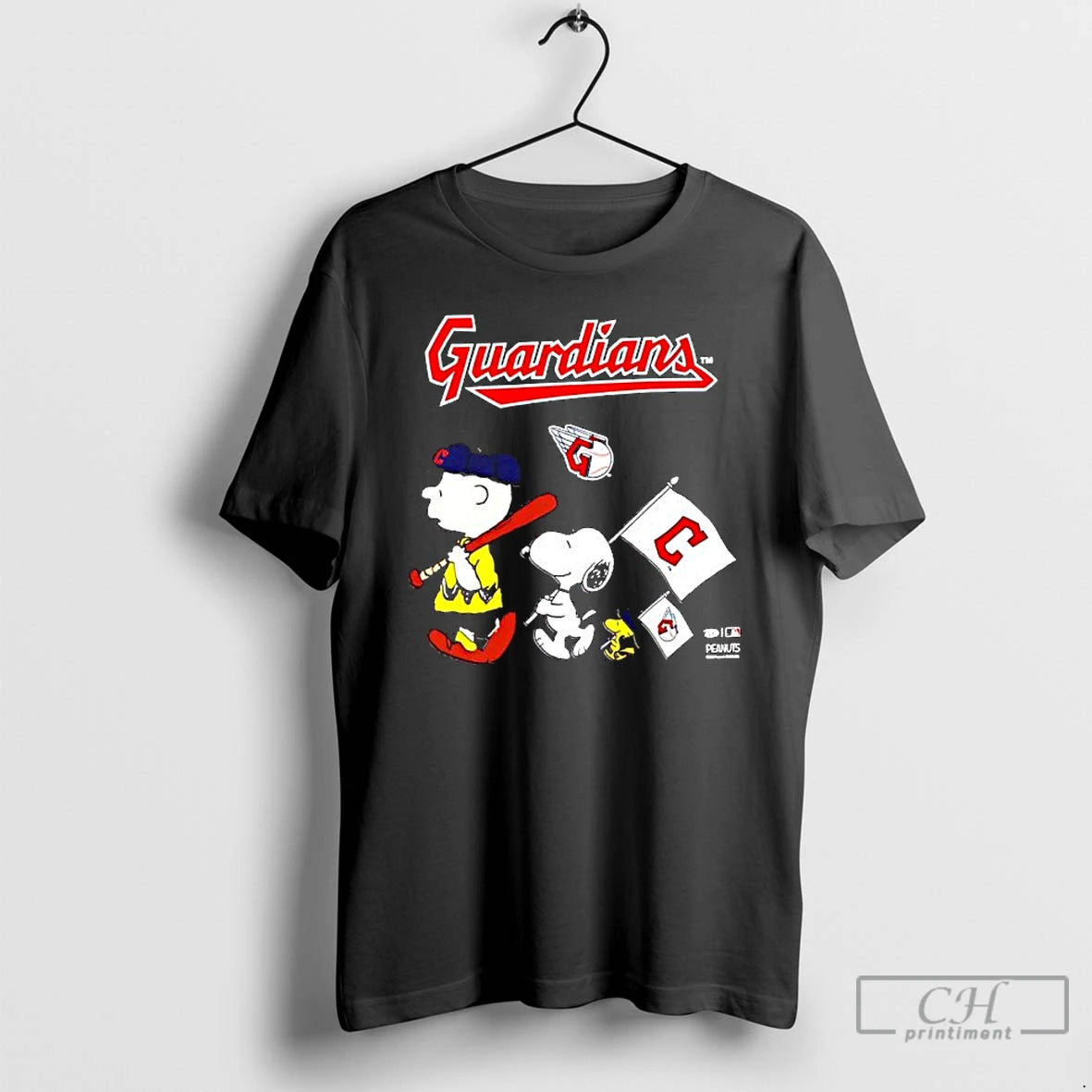 Classic Peanuts Chracters Flag With Cleveland Guardians T-Shirts, Hoodie, Sweatshirt | PureTeeCo.com