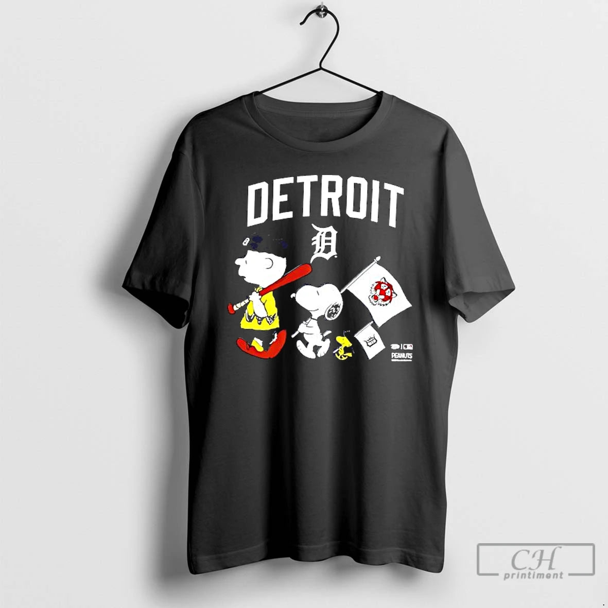 Classic Peanuts Chracters Flag With Detroit Tigers T-Shirts, Hoodie, Sweatshirt | PureTeeCo.com