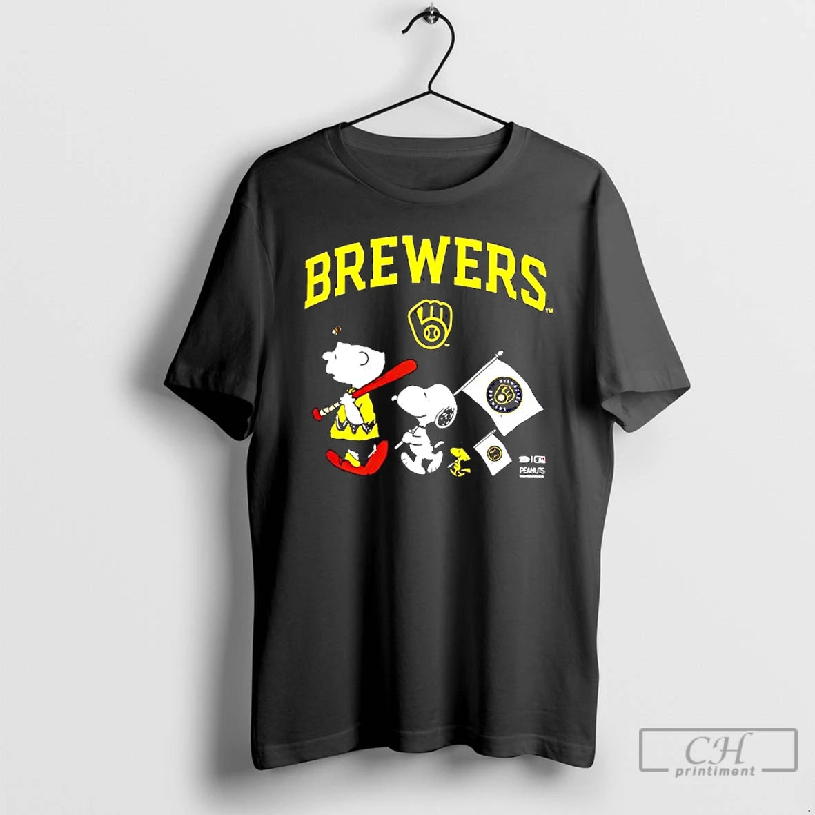 Classic Peanuts Chracters Flag With Milwaukee Brewers T-Shirts, Hoodie, Sweatshirt | PureTeeCo.com