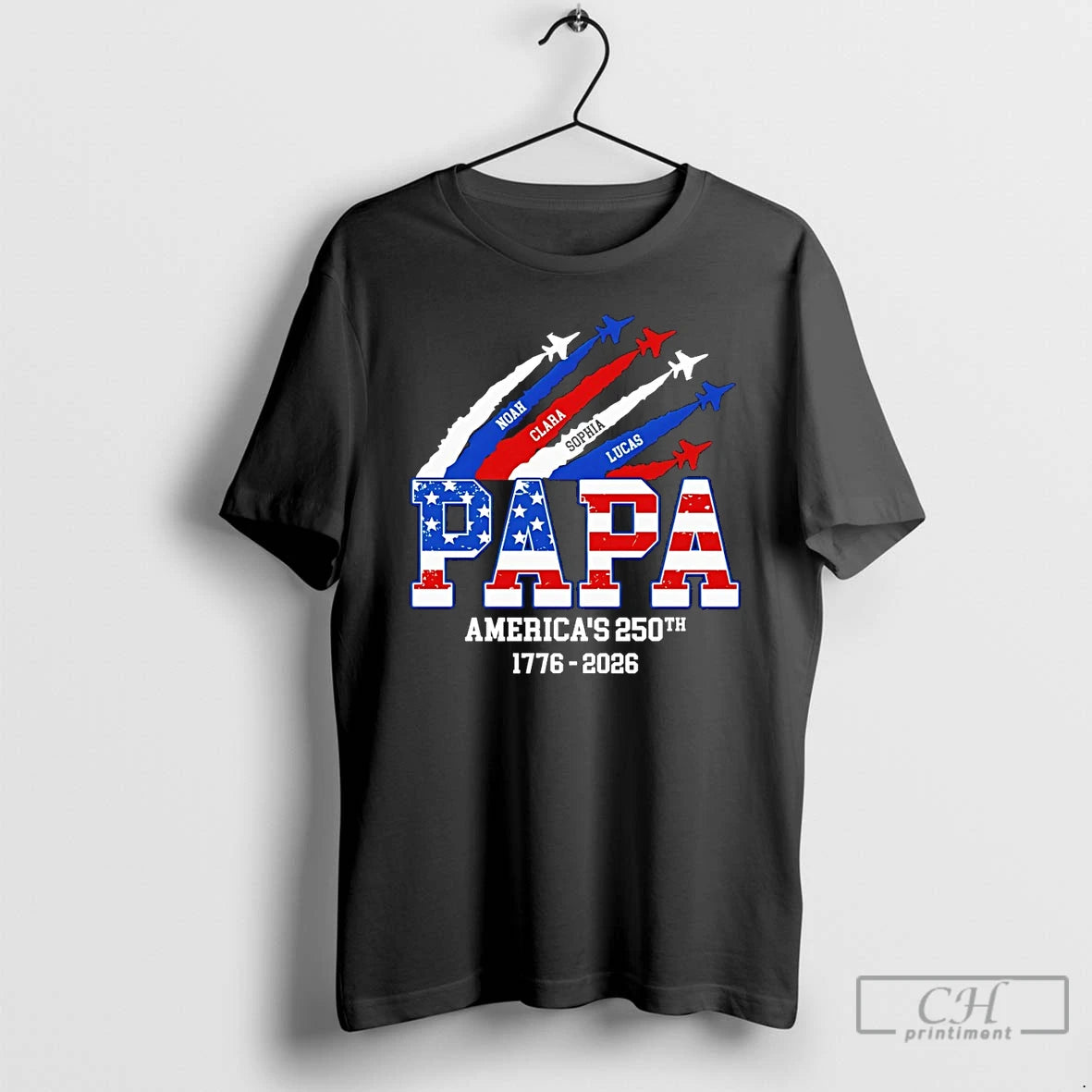 Classic Personalized Papa America 250th Anniversary Noah Clara Sophia Lucas 1776 2026 T Shirts Sweater