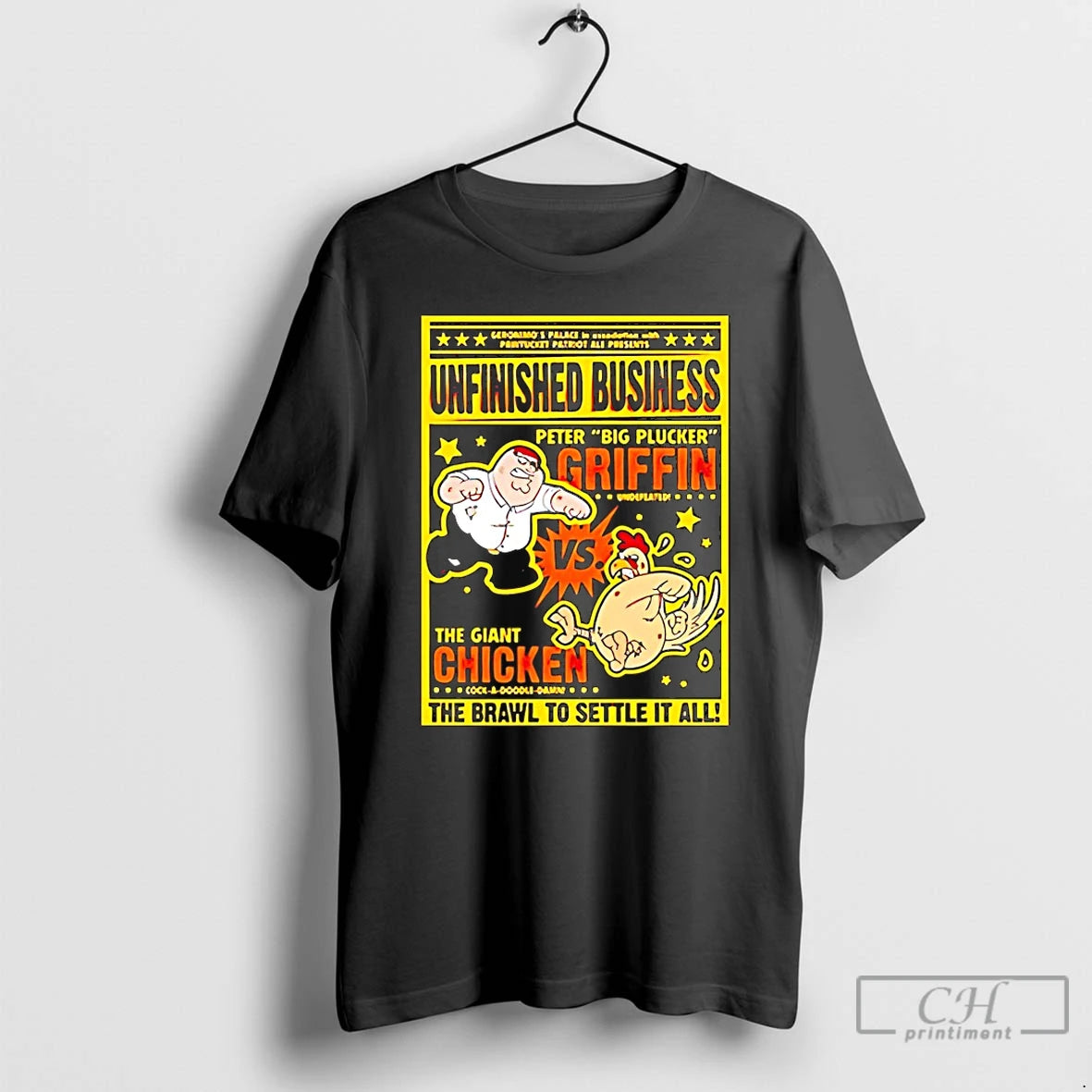Classic Peter Griffin Vs Giant Chicken Unfinished Business T-Shirts, Hoodie, Sweatshirt | PureTeeCo.com