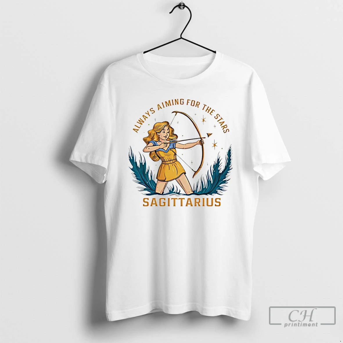 Classic Sagittarius Zodiac Always Aiming For The Stars Art T-Shirts, Hoodie, Sweatshirt | PureTeeCo.com