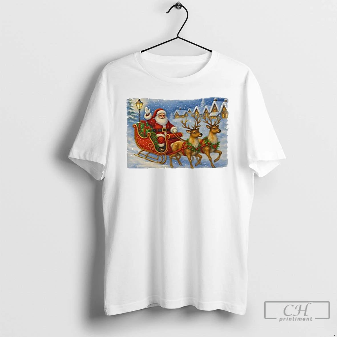 Classic Santa Sleigh Reindeer Christmas T-Shirts, Hoodie, Sweatshirt | PureTeeCo.com