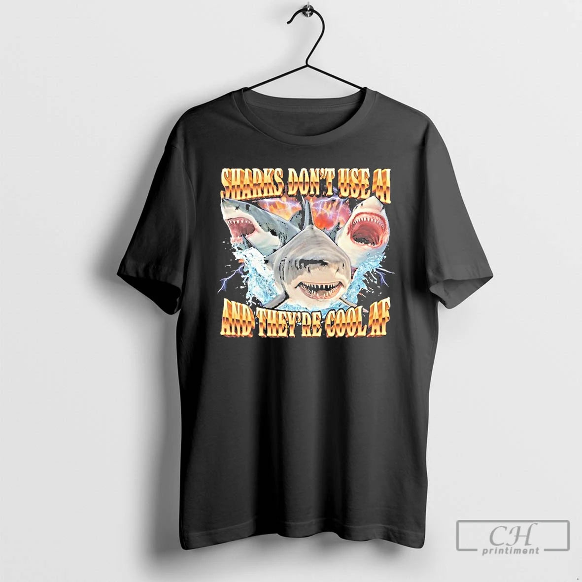 Classic Sharks Dont Use Ai And Theyre Cool Af T-Shirts, Hoodie, Sweatshirt | PureTeeCo.com