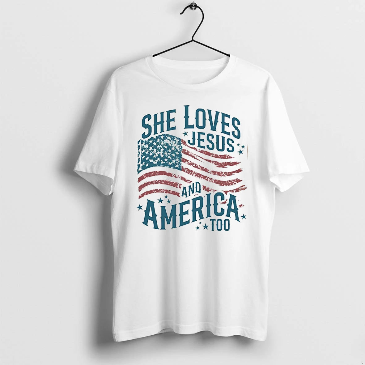 Classic She Loves Jesus And America Too Christian Patriotic 4th Of July Shirts Sweater