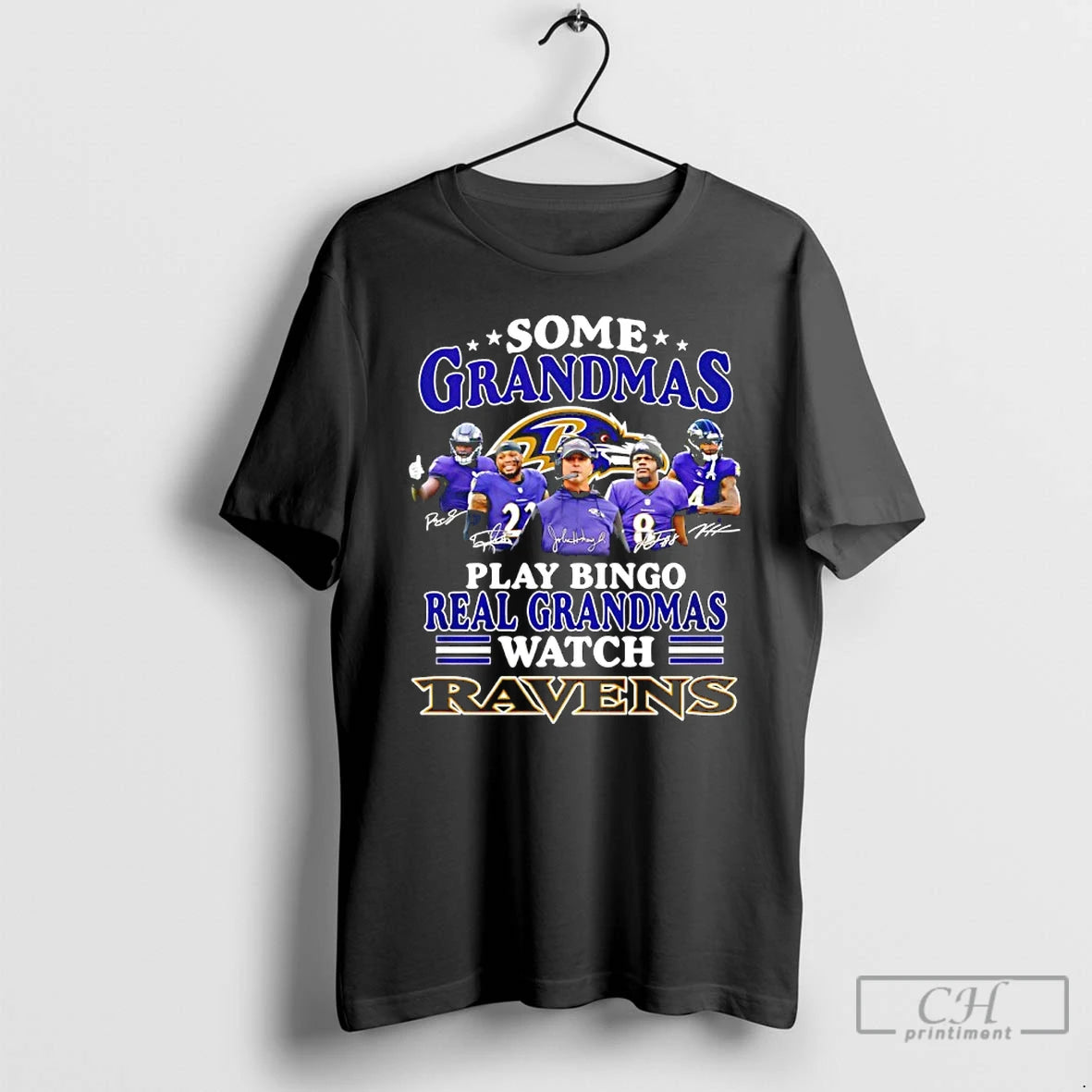 Classic Some Grandmas Play Bingo Real Grandmas Ravens T-Shirts, Hoodie, Sweatshirt | PureTeeCo.com