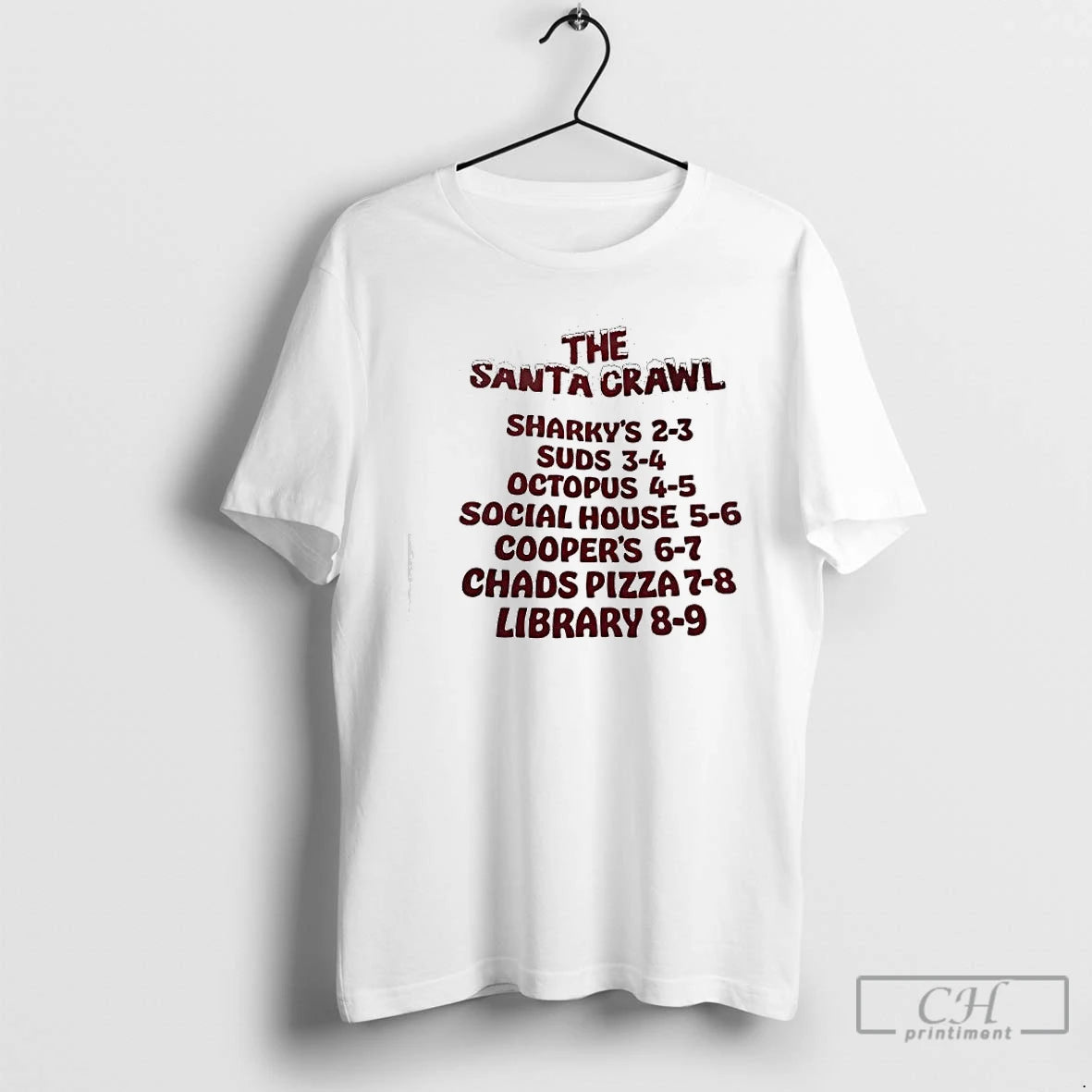 Classic The Santa Crawl Sharkys Suds Octopus Social House Coopers Chads Pizza Library T Shirts Hoodie, Sweatshirt