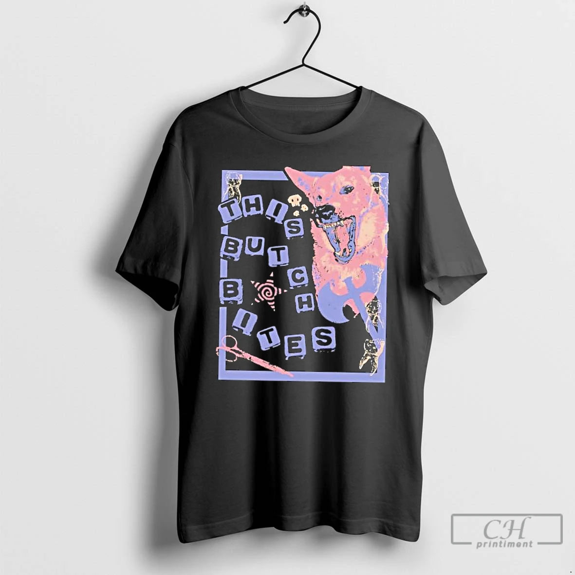 Classic This Butch Bites Dog Art Retro T-Shirts, Hoodie, Sweatshirt | PureTeeCo.com