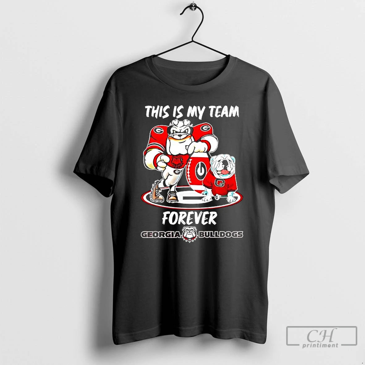 Classic This Is My Team Forever Georgia Bulldogs Graphic Of Two Bulldogs Mascot T Shirts Hoodie, Sweatshirt | PureTeeCo.com