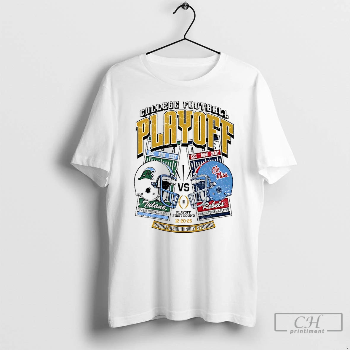 Classic Tulane Vs Ole Miss 2025 College Football Playoff Helmet Ticket T-Shirts, Hoodie, Sweatshirt | PureTeeCo.com