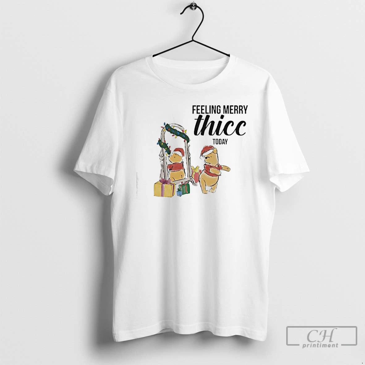 Classic Winnie The Pooh Christmas Lights Feeling Merry Thicc Today T-Shirts, Hoodie, Sweatshirt | PureTeeCo.com