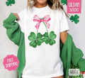 Clover Bow Shirt Gildan, St Patrick's Day Women's Tee, Cute Women's Tshirt Plus Sizes Hoodie, Sweatshirt | PureTeeCo.com