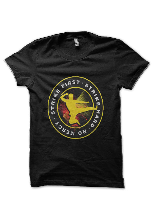 Cobra Kai Strike First Strike Hard No mercy Black T-Shirt Hoodie, Sweatshirt | PureTeeCo.com