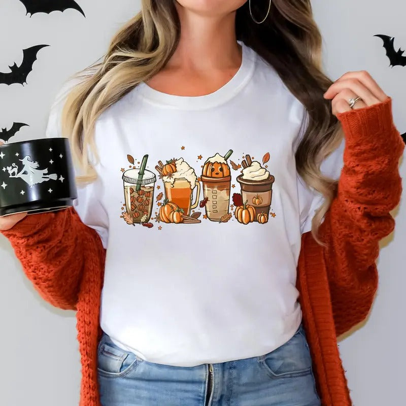 Coffee Pumpkin Unisex Tshirt - Halloween Chicken Nuggets - Funny Halloween T-Shirt- Trendy Halloween Hoodie, Sweatshirt