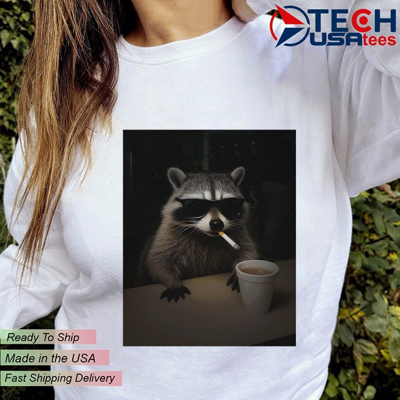 Coffee Raccoon smoking shirt