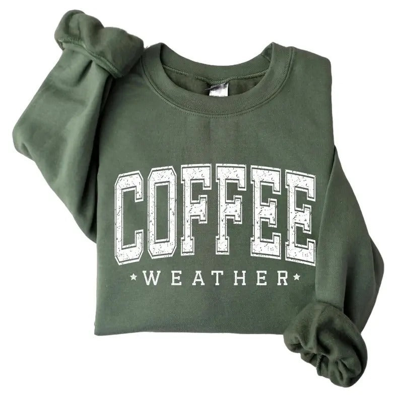 Coffee Weather Vintage Sweatshirt Coffee Lover Cotton Fit Womenswear Unisex Tops T-shirt Sweater Hoodie | PureTeeCo.com