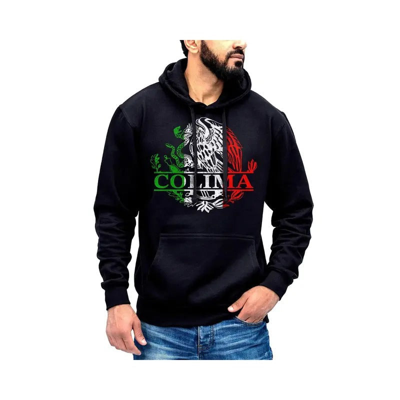 Colima Mexico Eagle Emblem Hoodie Sweatshirt Cotton Fabric T-Shirts | PureTeeCo.com