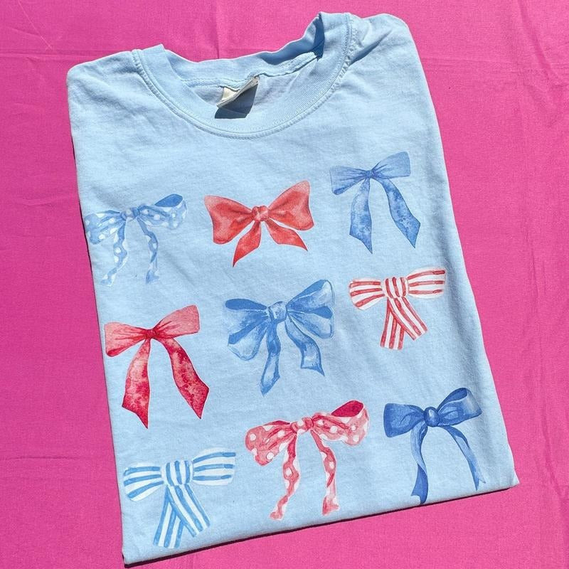 Collage Red White & Bows Coquette Comfort Colors T-Shirt 'NLB' Hoodie, Sweatshirt | PureTeeCo.com
