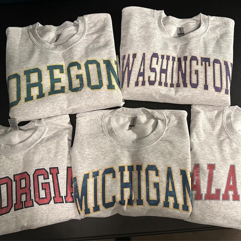 College Varsity Retro Sweatshirt Gray T-Shirts, Hoodie | PureTeeCo.com