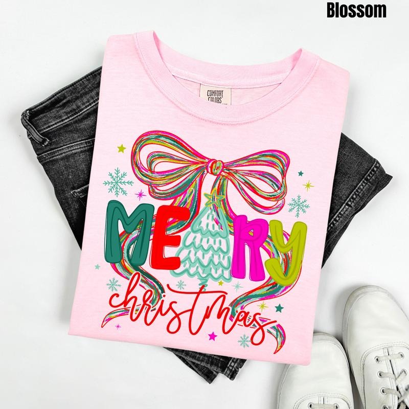 Colorful Merry Christmas Comfort Colors T-Shirt 'NLB' Hoodie, Sweatshirt | PureTeeCo.com