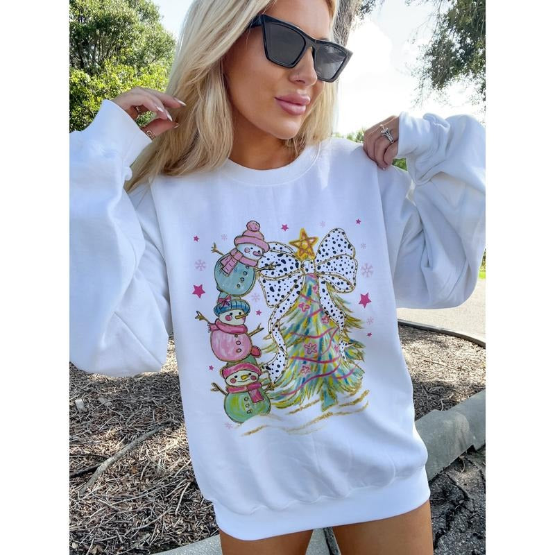 Colorful Snowmen Graphic Top T-Shirts, Hoodie, Sweatshirt | PureTeeCo.com