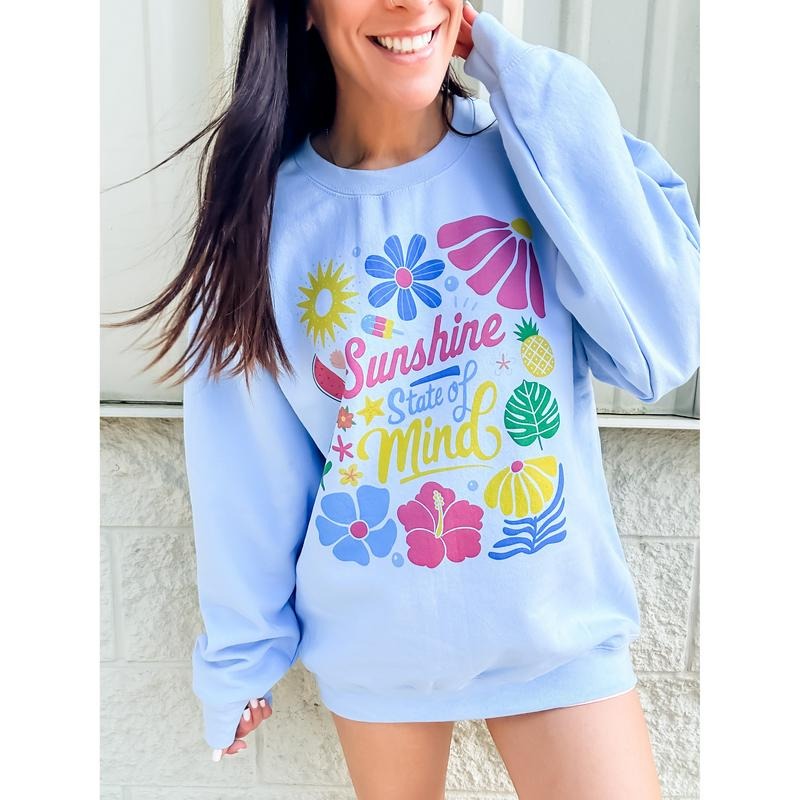 Colorful Sunshine State of Mind Graphic Top T-Shirts, Hoodie, Sweatshirt | PureTeeCo.com