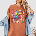 Colorful Teacher Shirt, Cute Teach Sweatshirt, Back to School Teacher Outfit, Fun Teacher Gift, Elementary Teacher Tee Hoodie