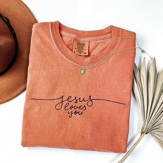 Comfort Colors  Religious Shirt, Jesus Loves You T-Shirt, Christian Shirt, Bible Verse Shirt, Faith Tee, Jesus is King T-Shirt"a Tee, Mother's Day GiftGraphic Tee Womenswear men's t shirts