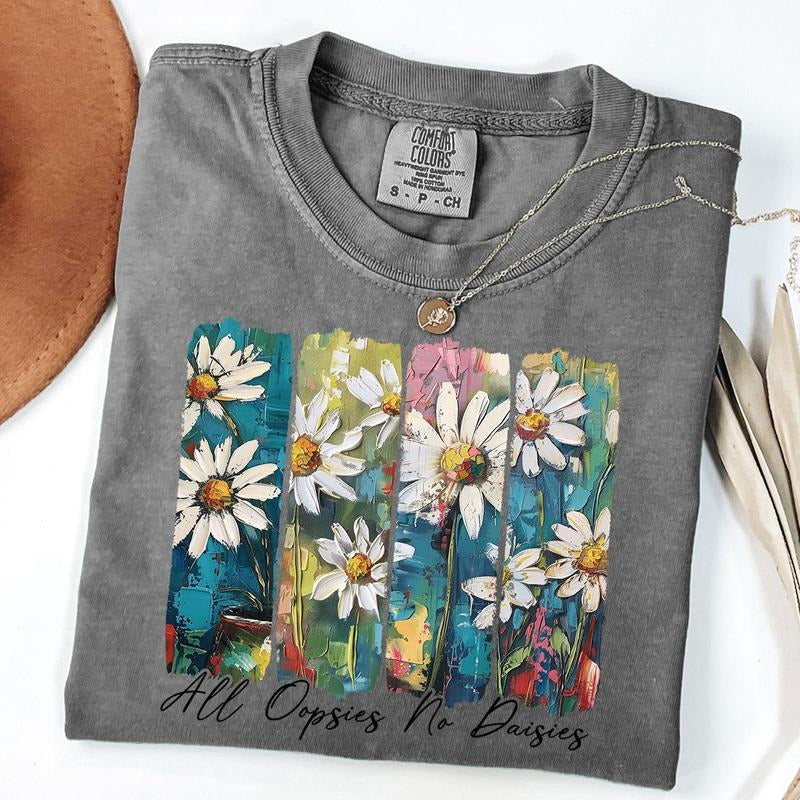 Comfort Colors All Oopsies No Daisies Shirt, Trendy Vintage Floral Tshirt, Wildflower Aesthetic Tee, Funny Sarcastic...