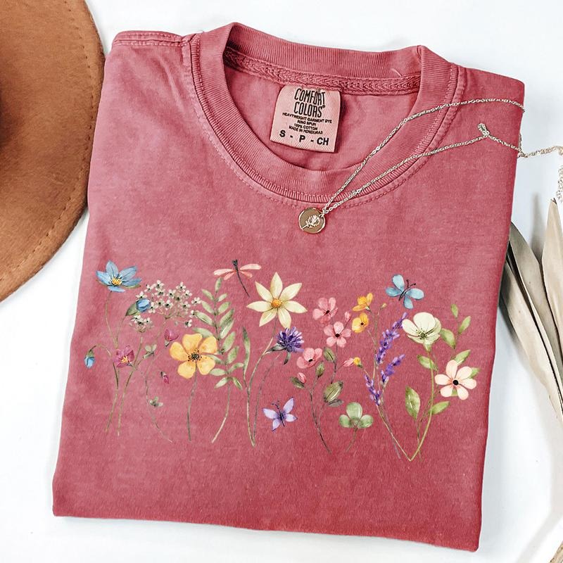 Comfort Colors Boho Cottagecore Tshirt, Wildflowers T shirt, Vintage Flowers Shirt, Botanical Floral Tee, Gift for...