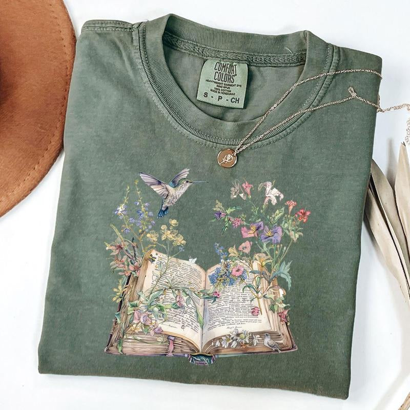 Comfort Colors Boho Floral Shirt, Botanical T-Shirt, Fairycore Shirt, Dreamy Tee, Reading Shirt for Women, Gift for...