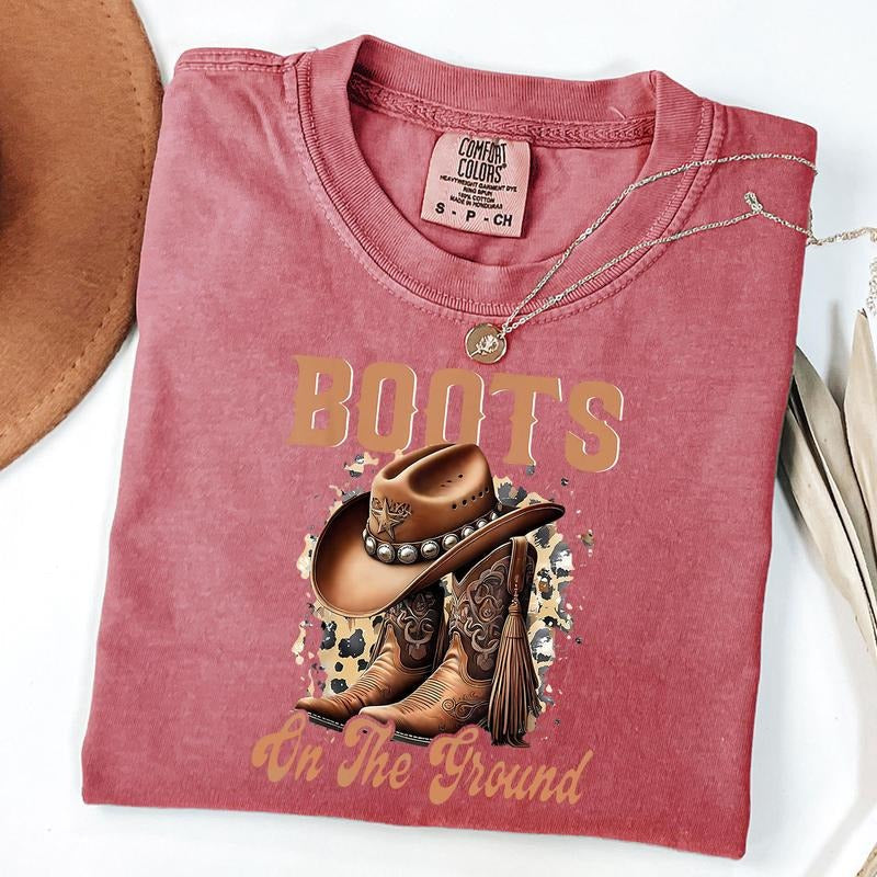 Comfort Colors Boots On The Ground Shirt, Western Cowgirl Shirt, Cowgirl T-Shirt, Country Girls Gift Hoodie, Sweatshirt