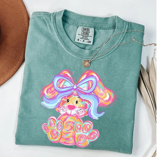 Comfort Colors Brushstroke Bunny Easter Coquette Shirt, Bunny Bow Tee, Pink Bunny T-Shirt, Retro Easter Shirt