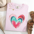 Comfort Colors Brushstroke Heart Shirt, Valentines Day Heart Shirt, Valentine's Day Gift, Women's Love Shirt Hoodie,...