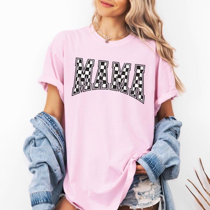 Comfort Colors Checkered Mama Shirt Gift for Mom, Retro Mom Tee, Mother's Day Gift, Vintage Checkered Mama Tshirt,...