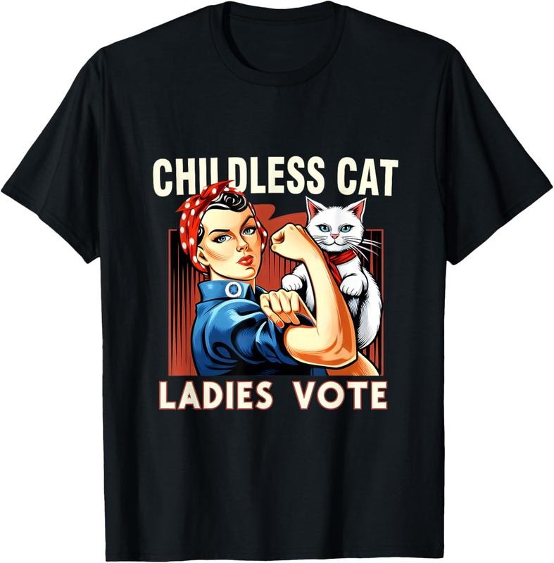 Comfort Colors Childless Cat Ladies Vote Rosie The Riveter Cat Ladies Vote T-Shirt Hoodie, Sweatshirt | PureTeeCo.com