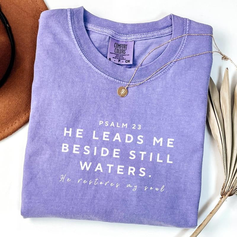 Comfort Colors Christian Shirt, Psalm 23 Shirt, Bible Study T-Shirt, God Shirt, Christian Mom Shirt, Bible Verse Tee...