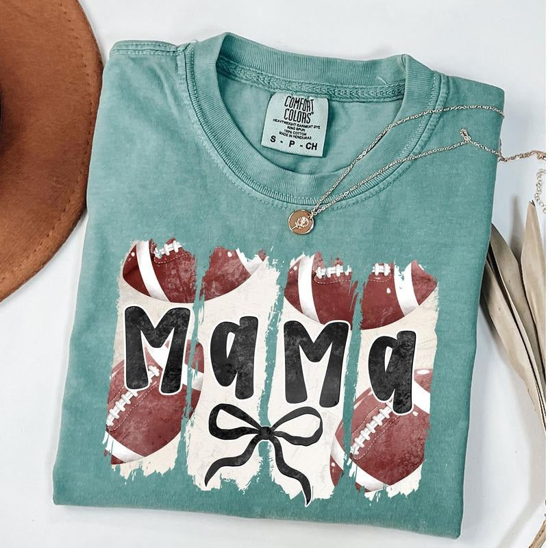 Comfort Colors Coquette Football Mama Shirt, Vintage Football Shirt, Sport Mom T-Shirt, Football Season Gifts Hoodie,...