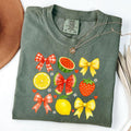 Comfort Colors Coquette Watermelon T-Shirt, Summer Fruit Shirt, Mama Lemon Bow Tee, Summer Vibes T-Shirt, Cute Strawberry...