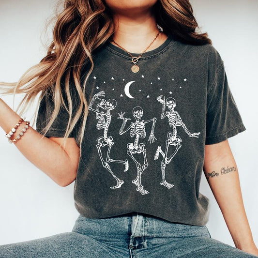 Comfort Colors Dancing Skeleton Shirt, Halloween Shirt, Skeleton Halloween Shirt, Women Halloween Shirt, Fall Graphic Tee, Skeleton Tee