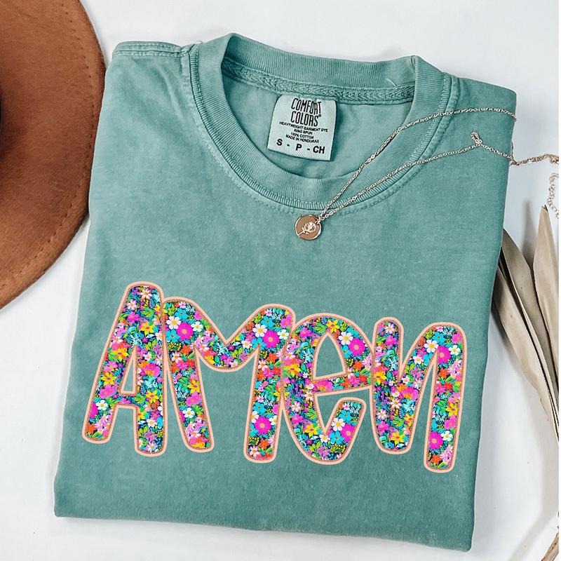 Comfort Colors Floral Amen Shirt, Retro Amen T-Shirt, Christian Shirt, Bible Verse Hoodie, Sweatshirt | PureTeeCo.com