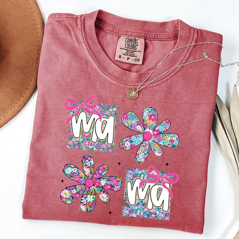 Comfort Colors Floral Mama Coquette T-shirt, Preppy Mama Shirt, Retro Mama Flower Shirt, Mother's Day Gift, Unisex...
