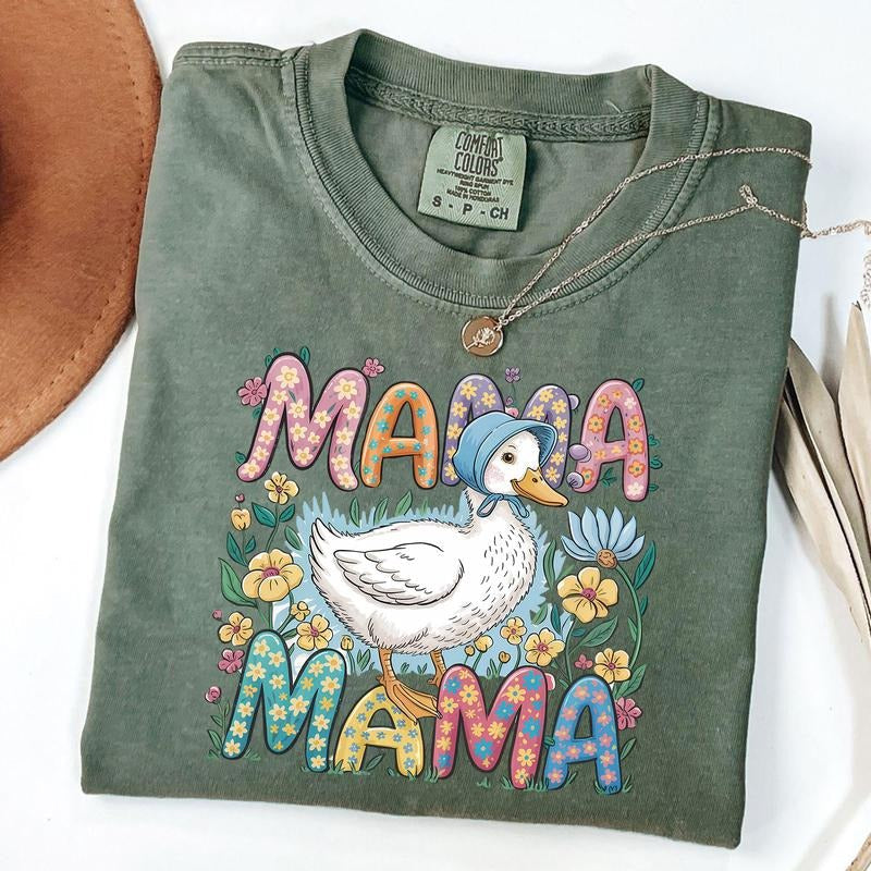 Comfort Colors Floral Mama Goose Shirt, Goose Mom T-Shirt, Goose Lover Tee, Mothers Day Gift Hoodie, Sweatshirt