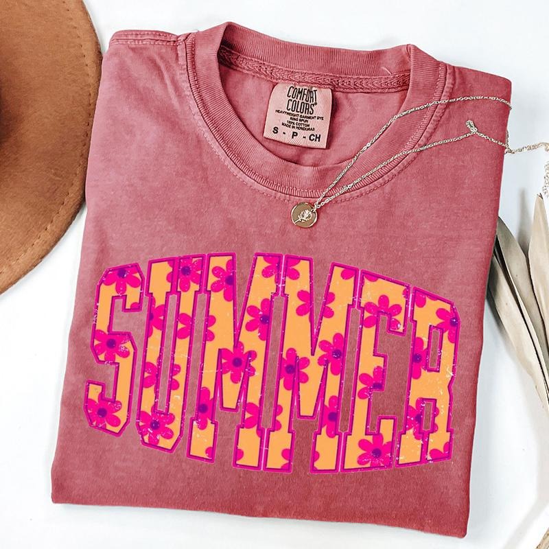 Comfort Colors Floral Summer Tee, Retro Flower Shirt, Summer Vibes T-Shirt Hoodie, Sweatshirt | PureTeeCo.com