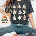 Comfort Colors Ghost Reading Books Shirt, Bookish Halloween Shirt, Teacher Librarian Halloween Gift, Halloween Book...