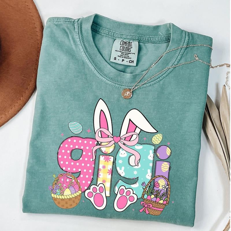 Comfort Colors Gigi Bunny Shirt, Easter Bunny Grandma Shirt, Gigi Shirt for Easter Day Hoodie, Sweatshirt | PureTeeCo.com