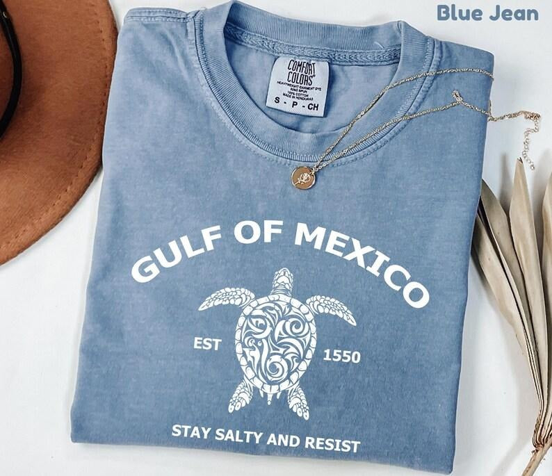 Comfort Colors Gulf of Mexico Stay Salty and Resist Shirt, Gulf Coast Tshirt , Mexico Beach Shirt, Mexico Resist , Golfo México 1550  Graphic Tees
