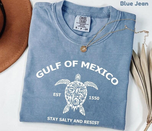 Comfort Colors Gulf of Mexico Stay Salty and Resist Shirt, Gulf Coast Tshirt , Mexico Beach Shirt, Mexico Resist , Golfo México 1550  Graphic Tees