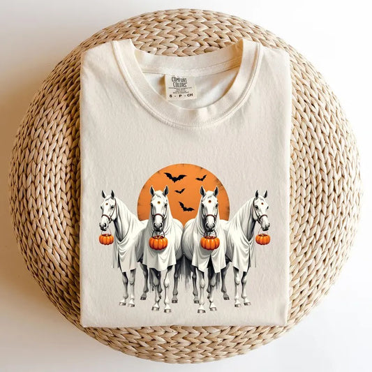 Comfort Colors Halloween Ghost Horse Shirt, Horse Lover Shirt, Horse Lover Gift, Spooky Horse Shirt, Cowgirl Horse Shirt